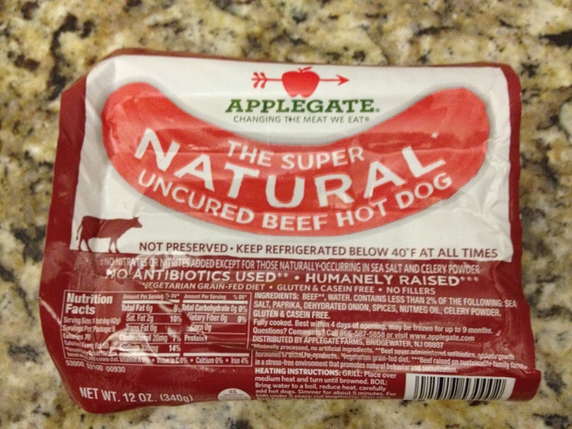 Applegate Farms beef hot dogs
